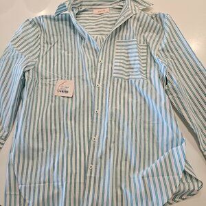 Papinelle double blue turquoise stripe shirting boxer pj set size small